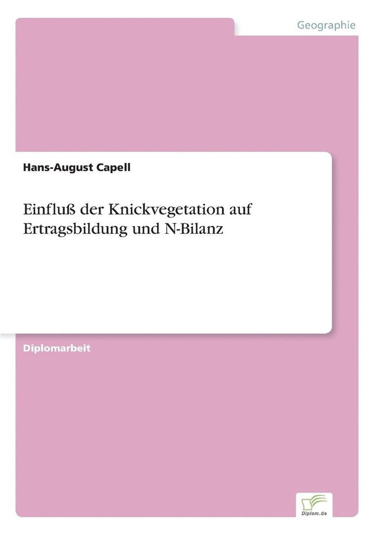 Einflu der Knickvegetation auf Ertragsbildung und N-Bilanz 1