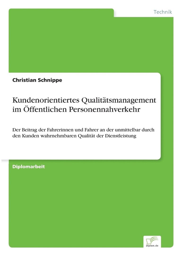 Kundenorientiertes Qualittsmanagement im ffentlichen Personennahverkehr 1