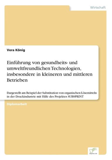 bokomslag Einführung von gesundheits- und umweltfreundlichen Technologien, insbesondere in kleineren und mittleren Betrieben