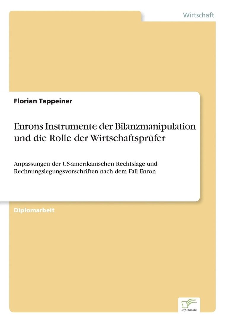 Enrons Instrumente der Bilanzmanipulation und die Rolle der Wirtschaftsprüfer