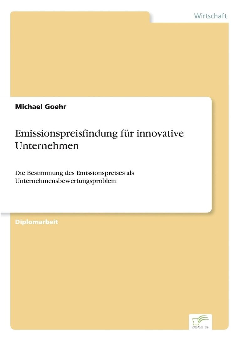 Emissionspreisfindung fr innovative Unternehmen 1