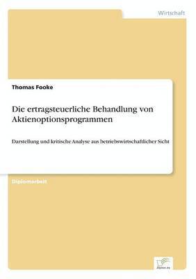 bokomslag ertragsteuerliche Behandlung von Aktienoptionsprogrammen