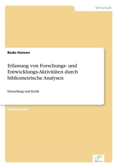 bokomslag Erfassung von Forschungs- und Entwicklungs-Aktivitäten durch bibliometrische Analysen