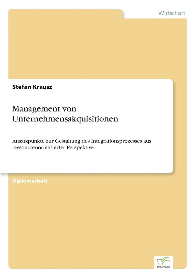 Management von Unternehmensakquisitionen 1