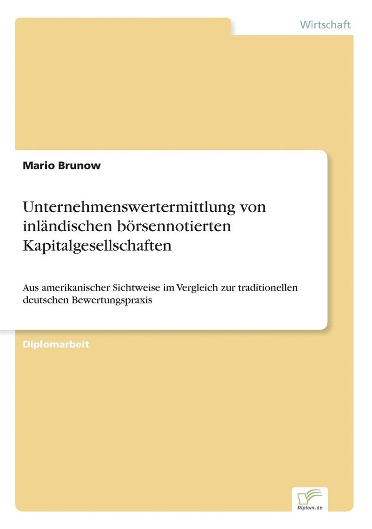 Unternehmenswertermittlung von inlndischen brsennotierten Kapitalgesellschaften 1