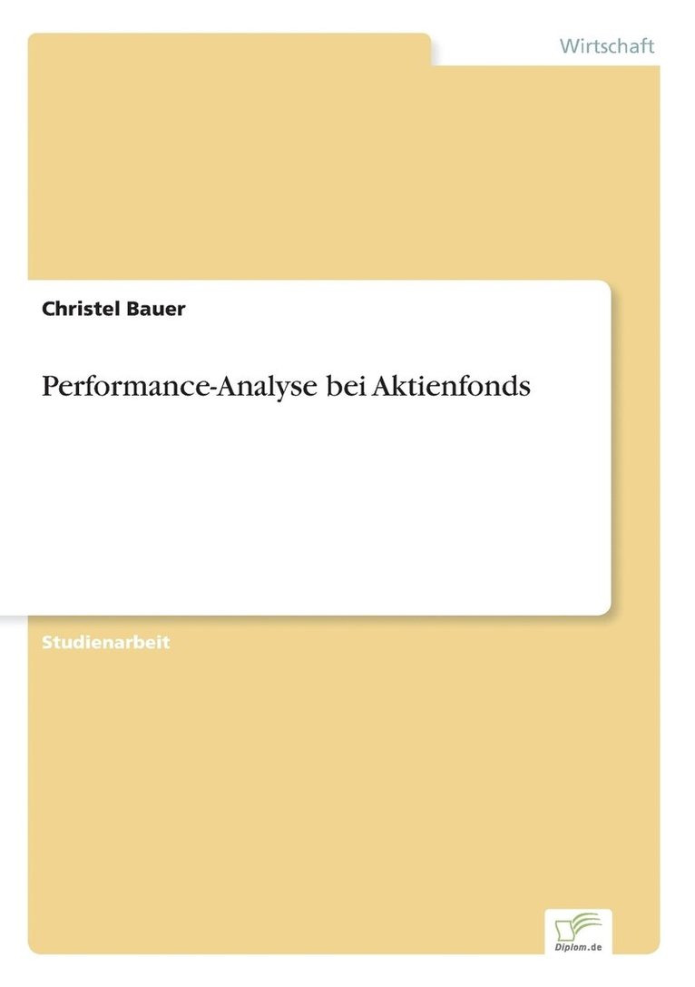 Christel Bauer - Performance-Analyse bei Aktienfonds, Häftad