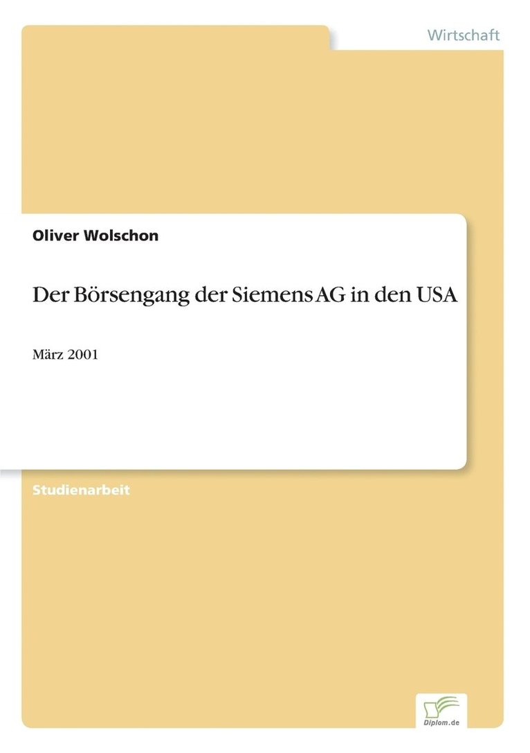 Der Boersengang der Siemens AG in den USA 1