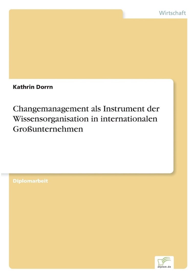 Changemanagement als Instrument der Wissensorganisation in internationalen Grounternehmen 1