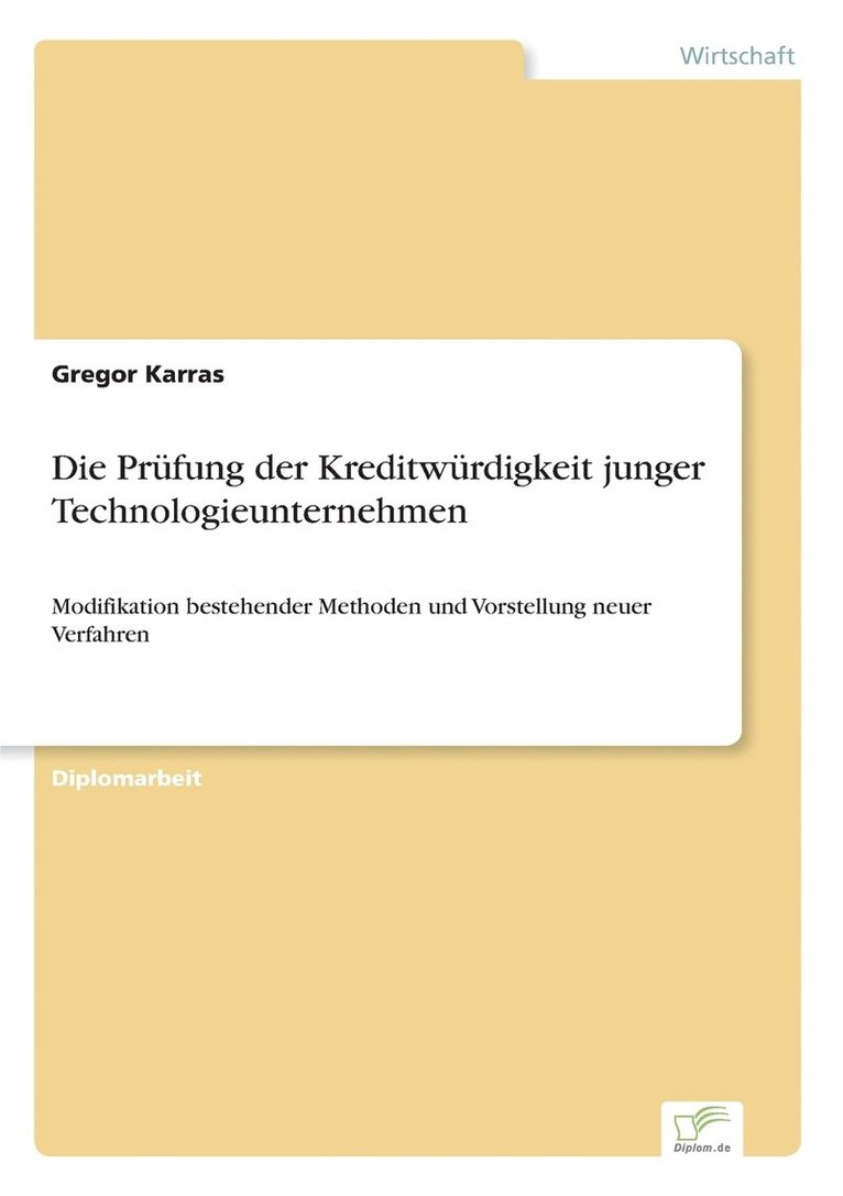 Gregor Karras - Prüfung der Kreditwürdigkeit junger Technologieunternehmen, Häftad