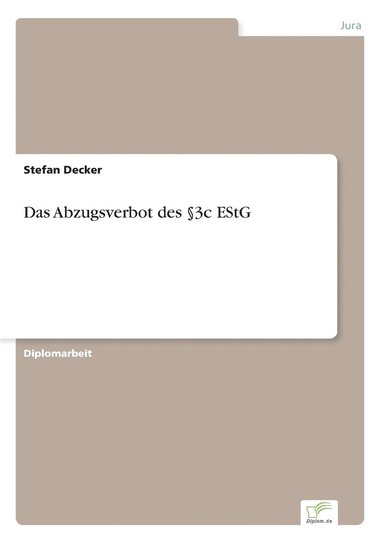 bokomslag Abzugsverbot des §3c EStG