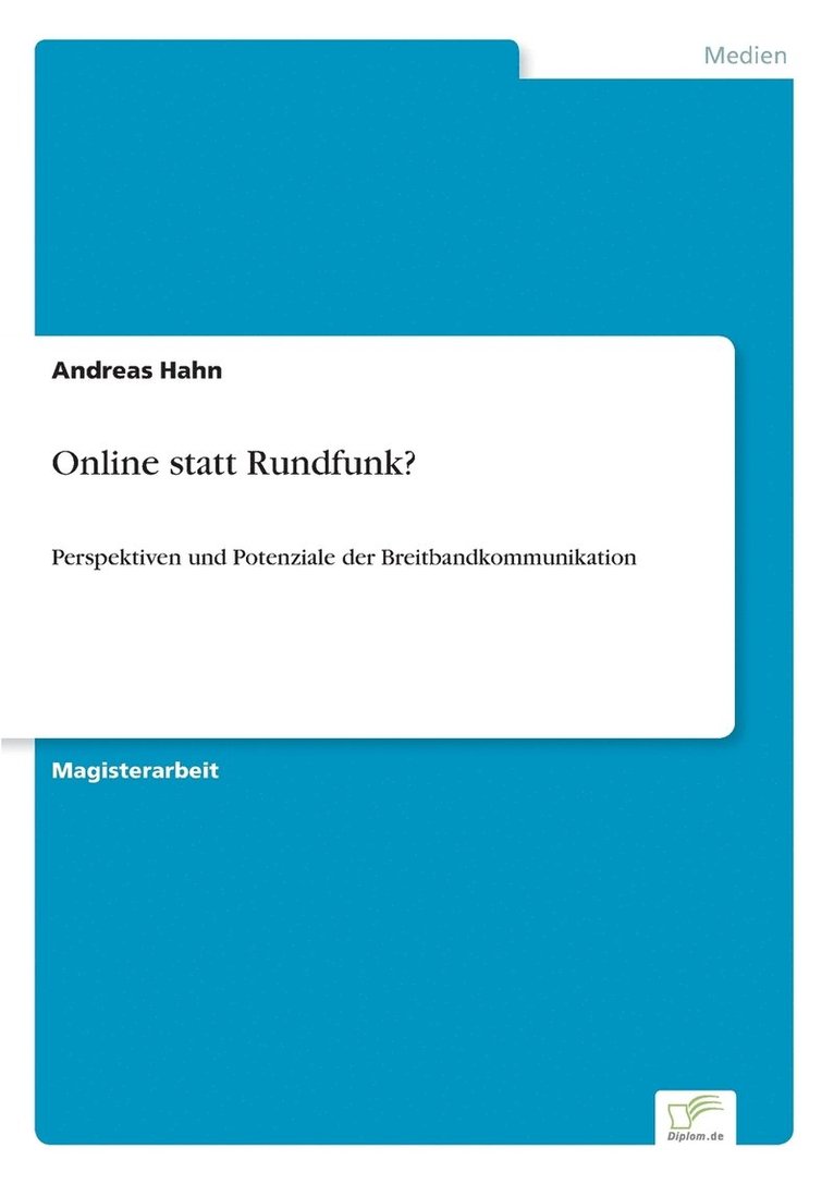 Andreas Hahn - Online statt Rundfunk?, Häftad