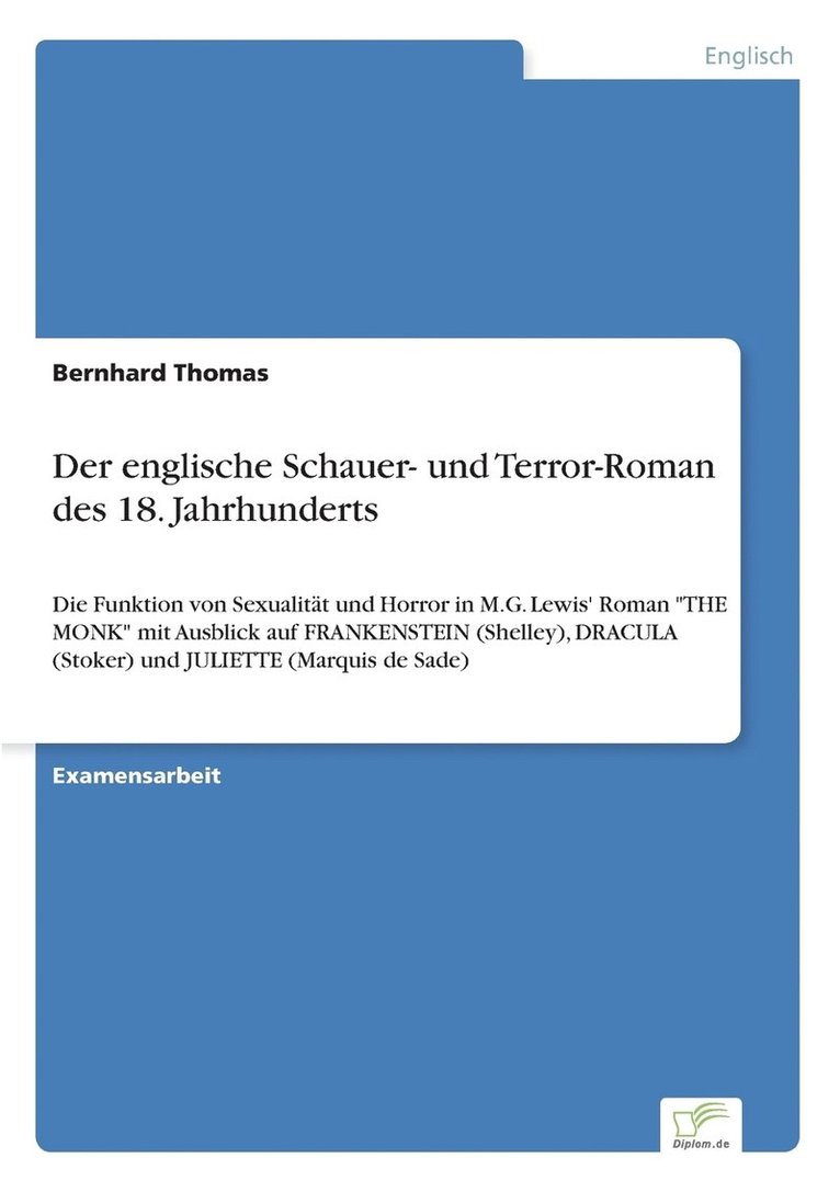 Bernhard Thomas - englische Schauer- und Terror-Roman des 18. Jahrhunderts, Häftad