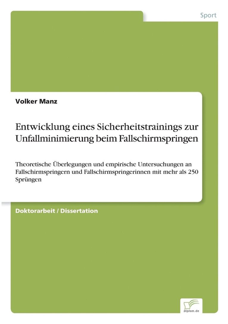 Entwicklung eines Sicherheitstrainings zur Unfallminimierung beim Fallschirmspringen 1