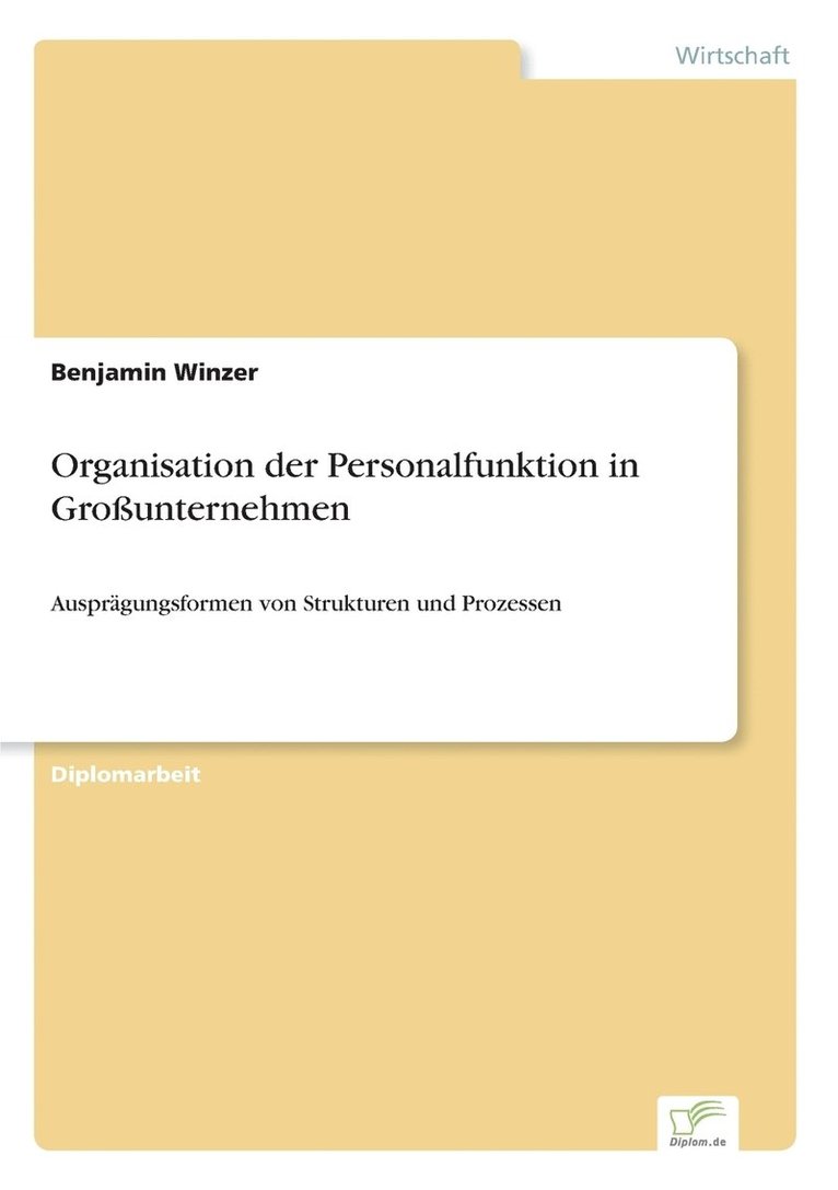 Benjamin Winzer - Organisation der Personalfunktion in Großunternehmen, Häftad