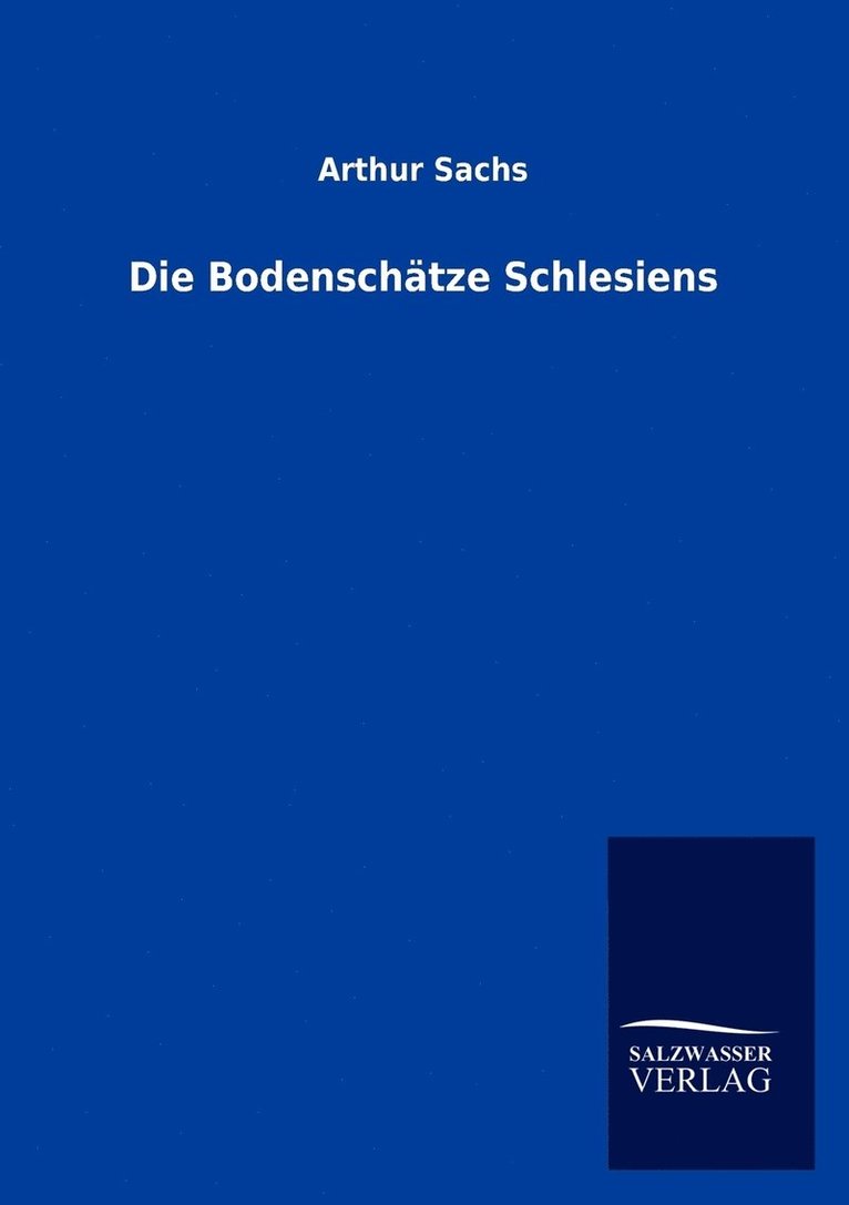 Arthur Sachs - Bodenschätze Schlesiens, Häftad