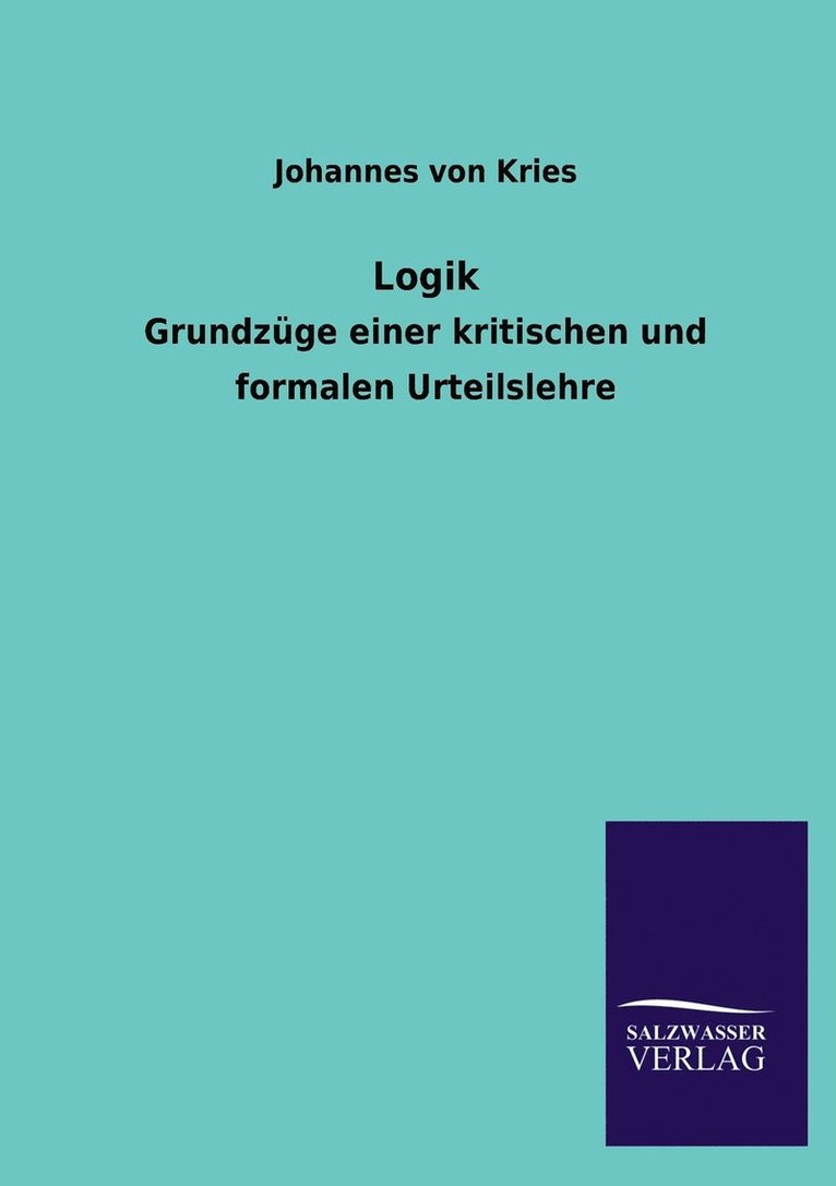 Johannes Von Kries, Johannes von Kries - Logik, Häftad