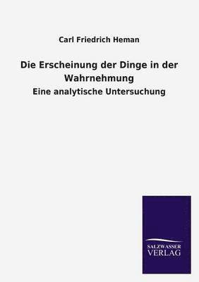bokomslag Erscheinung Der Dinge in Der Wahrnehmung
