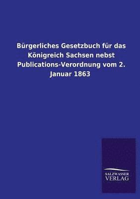 bokomslag Burgerliches Gesetzbuch Fur Das Konigreich Sachsen Nebst Publications-Verordnung Vom 2. Januar 1863