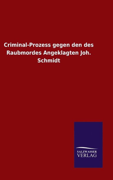 bokomslag Criminal-Prozess gegen den des Raubmordes Angeklagten Joh. Schmidt