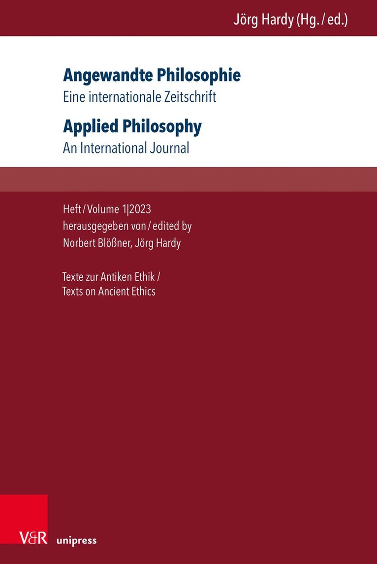 Norbert Blößner, Jörg Hardy, Prof. Dr. Norbert Bloßner, Prof. Dr. Jorg Hardy, Norbert Blossner, Jorg Hardy - Angewandte Philosophie. Eine internationale Zeitschrift / Applied Philosophy. An International Journal, Häftad