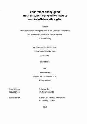 Christian Konig, Christian König - Dehnratenabhangigkeit Mechanischer Werkstoffkennwerte Von Kalk-Natronsilicatglas, Häftad
