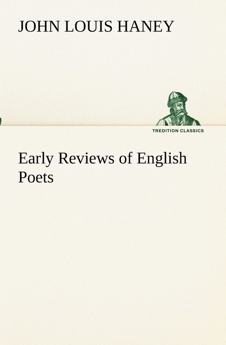 John Louis Haney - Early Reviews of English Poets, Häftad