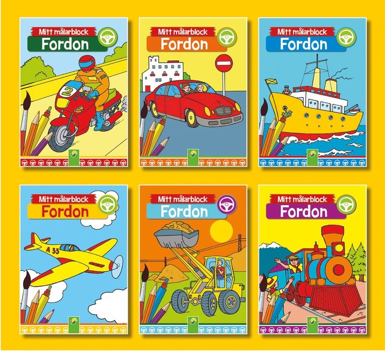 Miitt målarblock fordon : 6 fina målarblock med coola fordon, Häftad