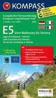 bokomslag KOMPASS Wander-Tourenkarte Europäischer Fernwanderweg E5 Vom Bodensee bis Verona 1:50.000
