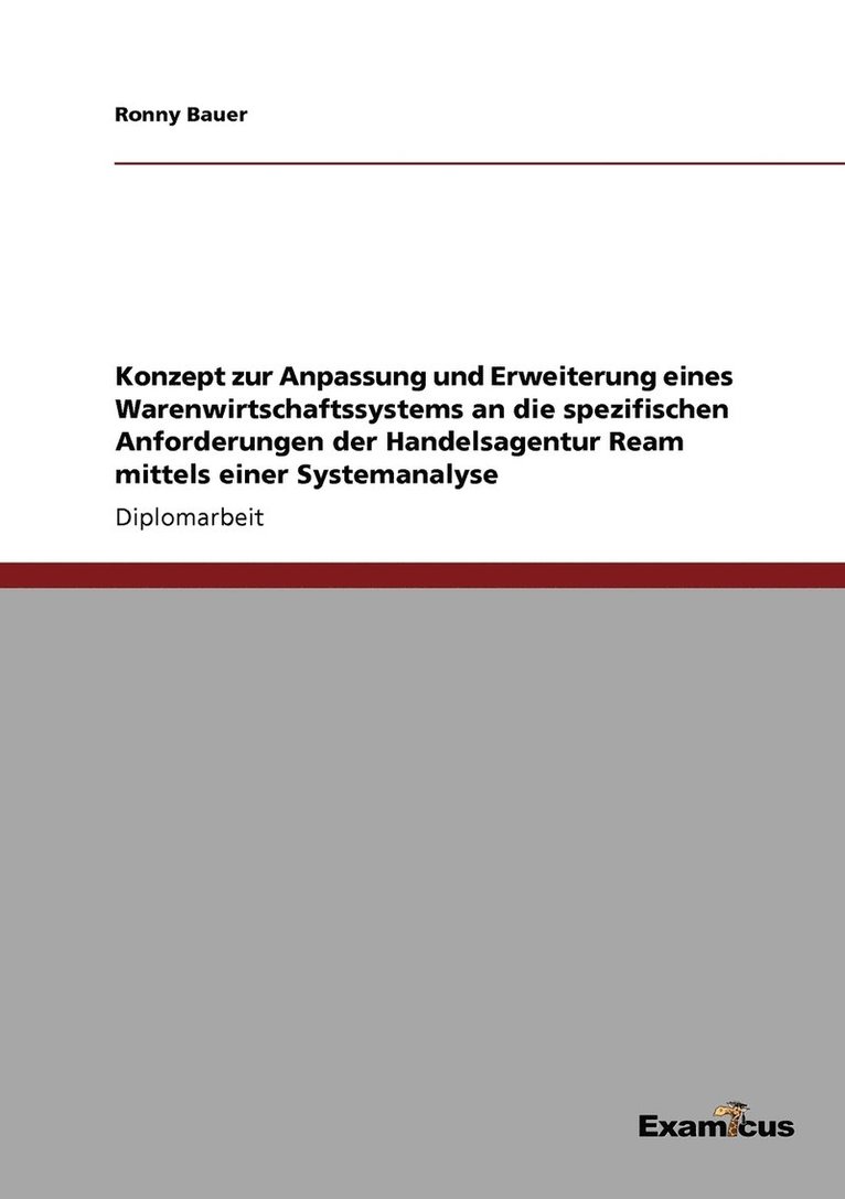 Konzept zur Anpassung und Erweiterung eines Warenwirtschaftssystems an die spezifischen Anforderungen der Handelsagentur Ream mittels einer Systemanalyse 1