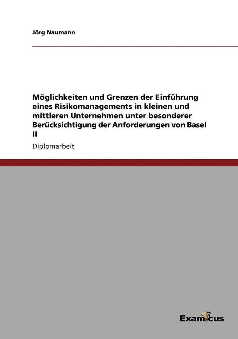 Möglichkeiten und Grenzen der Einführung eines Risikomanagements in kleinen und mittleren Unternehmen unter besonderer Berücksichtigung der Anforderungen von Basel II
