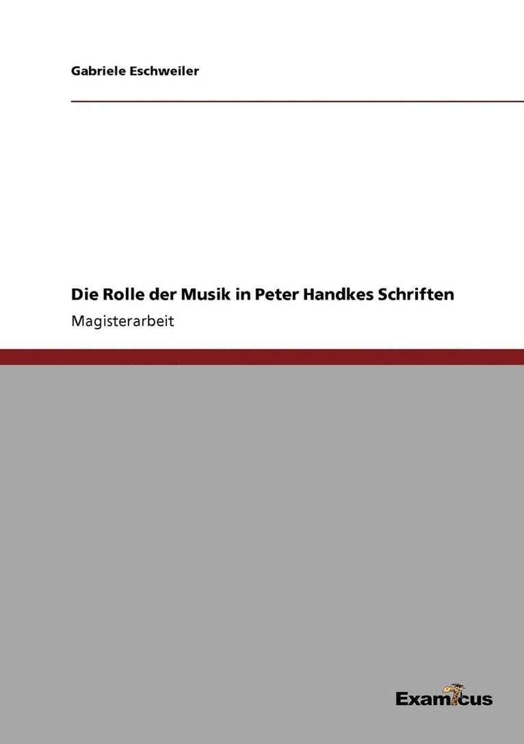 Rolle der Musik in Peter Handkes Schriften