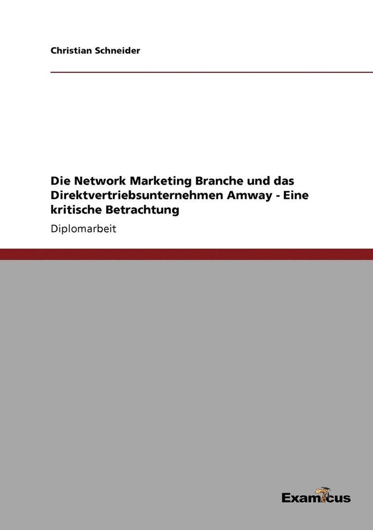 Die Network Marketing Branche und das Direktvertriebsunternehmen Amway 1