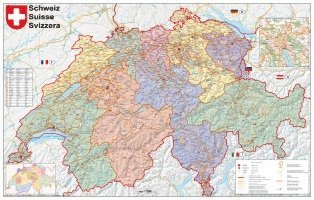 Schweiz Postleitzahlen 1 : 400 000. Wandkarte laminiert Poster 1