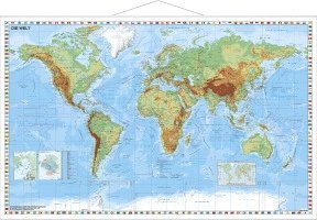 bokomslag Weltkarte physisch  - Wandkarte mit Metallbeleistung laminiert