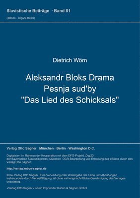 bokomslag Aleksandr Bloks Drama Pesnja Sud'By 'Das Lied Des Schicksals'