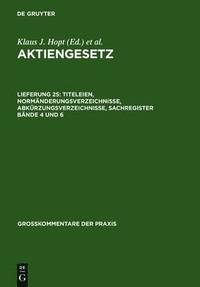 bokomslag Titeleien, Normanderungsverzeichnisse, Abkurzungsverzeichnisse, Sachregister Bande 4 Und 6