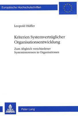 bokomslag Kriterien Systemvertraeglicher Organisationsentwicklung