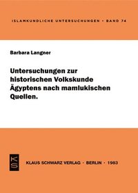 bokomslag Untersuchungen Zur Historischen Volkskunde Ägyptens Nach Mamlukischen Quellen