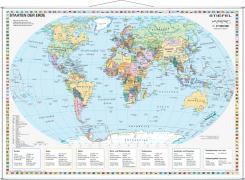 Staaten der Erde, politisch 1 : 40 000 000. Wandkarte Kleinformat mit Metallstäben 1