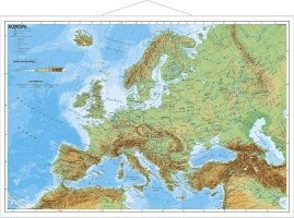 bokomslag Europa, physisch 1 : 7 500 000. Wandkarte Kleinformat mit Metallstäben