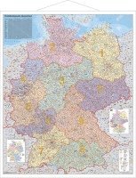 bokomslag Postleitzahlen-Karte Deutschland 1 : 1 000 000. Wandkarte Kleinformat mit Metallstäben