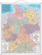 Postleitzahlen-Karte Deutschland 1 : 1 000 000. Wandkarte Kleinformat mit Metallstäben 1