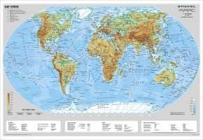 Die Erde, physisch 1 : 40 000 000. Wandkarte Kleinformat ohne Metallstäbe 1