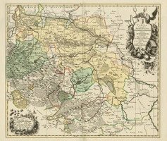 Historische Karte: Fürstentum Halberstadt mit der Abtei Quedlinburg und der Grafschaft Werningerode und der Harz 1760 (Plano) 1