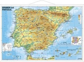 bokomslag Spanien und Portugal physisch. Wandkarte