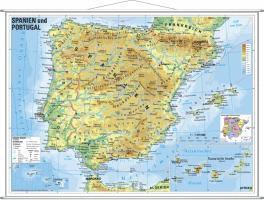 Spanien und Portugal physisch. Wandkarte 1
