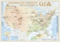 bokomslag Bourbon-Rye-Whiskey Distilleries in USA - Tasting Map 34x24cm