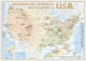 Bourbon-Rye-Whiskey Distilleries in USA - Tasting Map 34x24cm 1