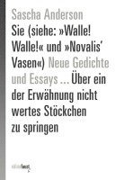 Sie (siehe: »Walle! Walle!« und »Novalis' Vasen«) Neue Gedichte und Essays ... Über ein der Erwähnung nicht wertes Stöckchen zu springen 1