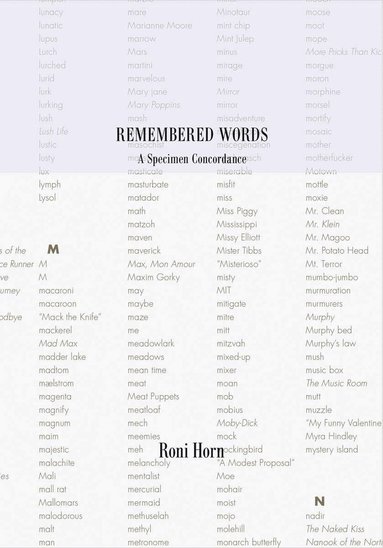 Roni Horn - Roni Horn: Remembered Words, Inbunden